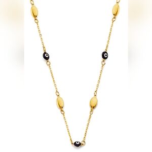 14KT Gold Blue Color Evil Eye Necklace